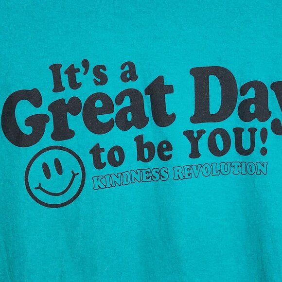 Delta Pro Weight Teal Green It's a Great Day Kindness Revolution LS Cotton Tee L - Picture 4 of 16